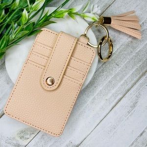 Keychain Wallet, Travel Wallet, Small Pink Faux Leather Wallet